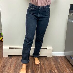 Vintage high waisted straight leg black jeans 100% cotton cowgirl style jeans